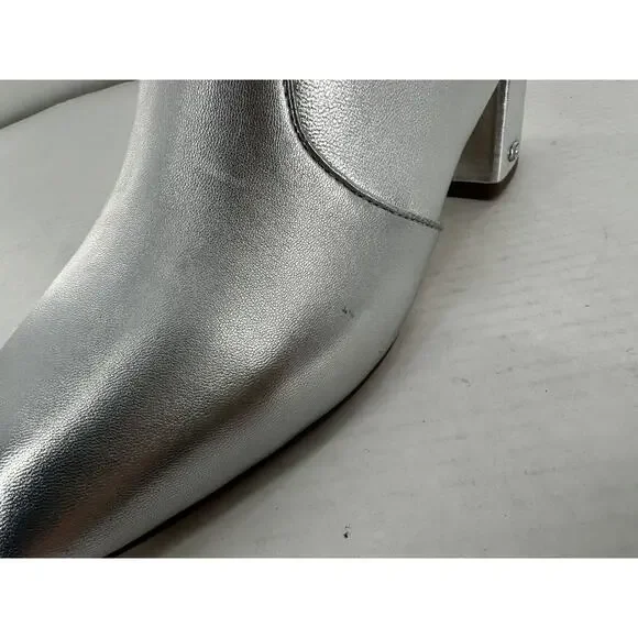 Coach Ankle Noah Bootie Sz 9.5 Silver Metallic Leather Almond Toe Amputee Left - Picture 6 of 15